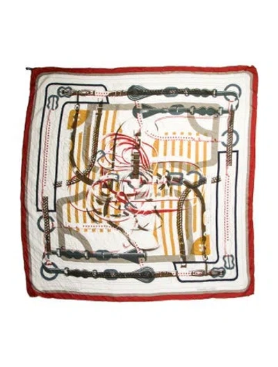 Pre-owned Hermes Abstract Scarf In White