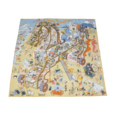 Pre-owned Hermes Academia Hippica 90 Silk Square Scarf Multicolor