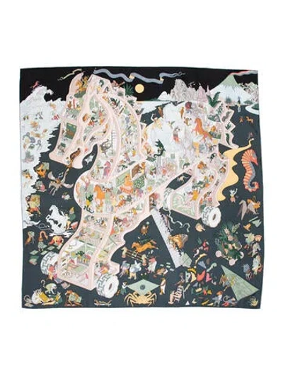 Pre-owned Hermes Academia Hppica Silk Scarf W/ Tags In Green