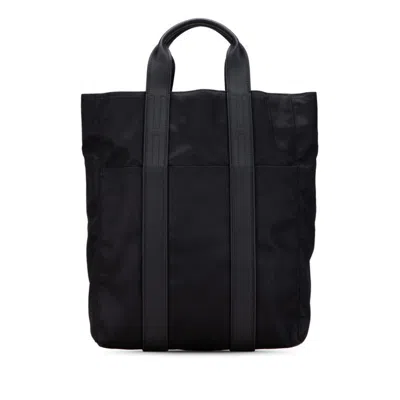 Pre-owned Hermes Acapulco Black Nylon Leather Handbag Tote Bag ()