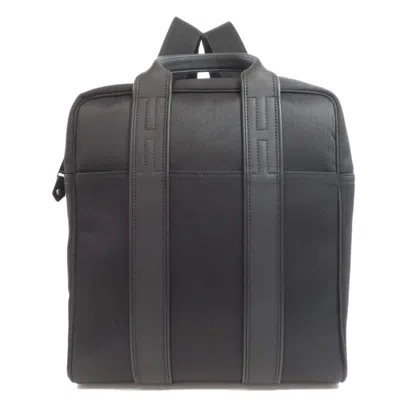 Pre-owned Hermes Acapulco Black Toile Chevron Backpack ()