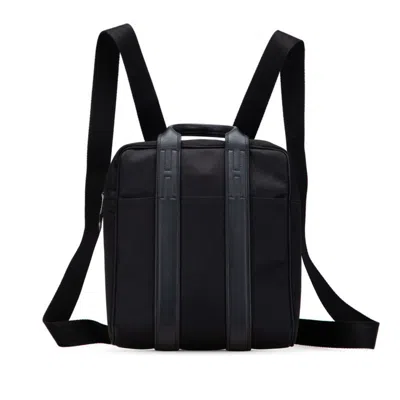 Pre-owned Hermes Acapulco Black Toile Chevron Backpack ()