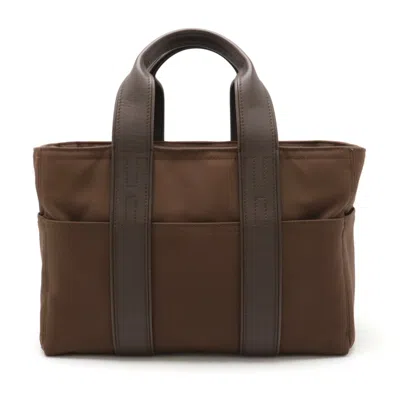Pre-owned Hermes Acapulco Brown Nylon Leather Handbag Tote Bag ()