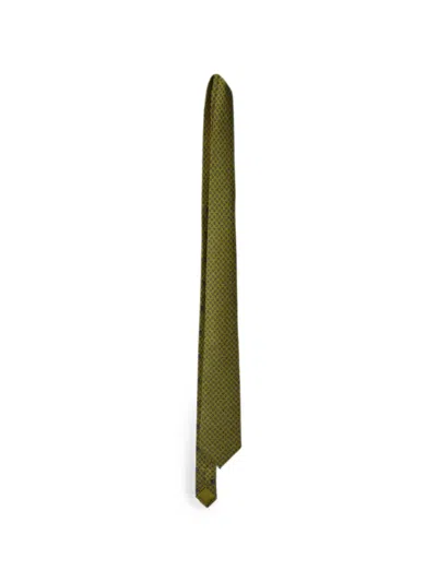 Pre-owned Hermes Acorn-print Tie In Yellow