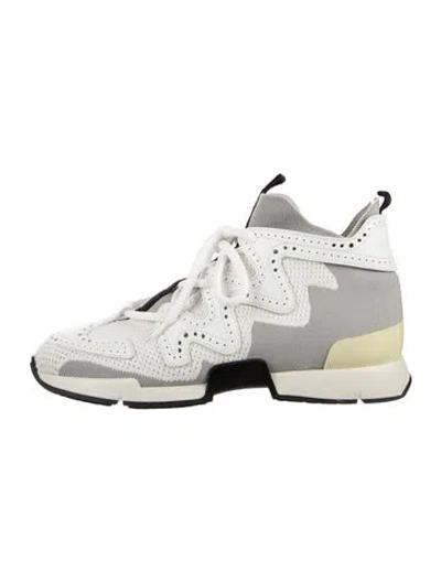 Pre-owned Hermes Action Sneakers In White