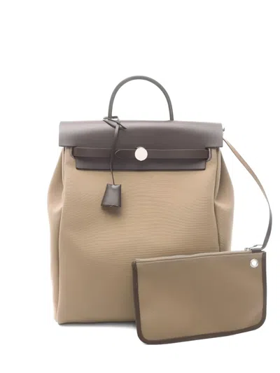 Pre-owned Hermes Ad Pm Herbag Zip Backpack In Brown
