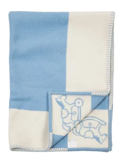 Pre-owned Hermes Adada Avalon Baby Blanket In Blue