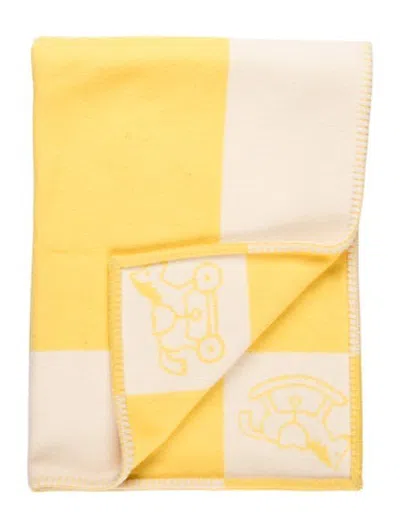 Pre-owned Hermes Adada Avalon Baby Blanket In Yellow