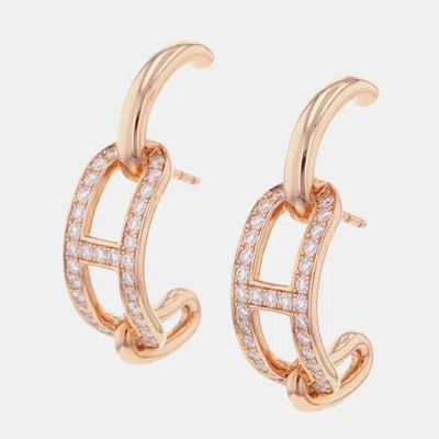 Pre-owned Hermes Adagio Earrings 18k Pink Gold