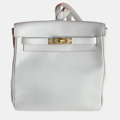 Pre-owned Hermes Ado Backpack Glacier White