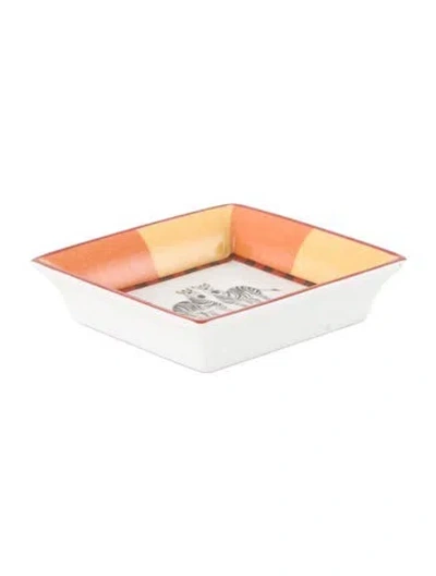 Pre-owned Hermes Africa Mini Tray In Orange