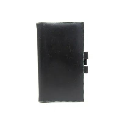 Pre-owned Hermes Hermès Agenda Cover Black Leather Wallet  ()