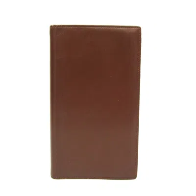 Pre-owned Hermes Hermès Agenda Cover Brown Leather Wallet  ()