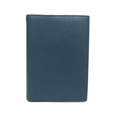 Pre-owned Hermes Agenda Cover Leather Wallet () In Blue