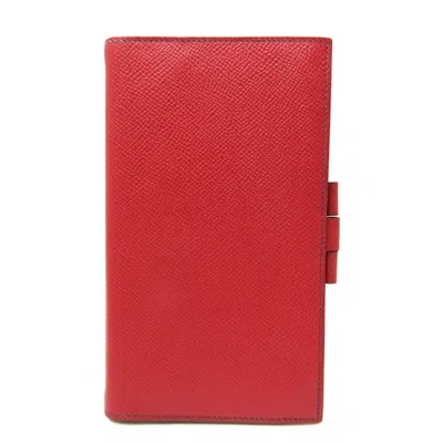 Pre-owned Hermes Hermès Agenda Cover Red Leather Wallet  ()