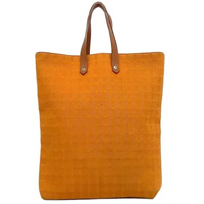 Pre-owned Hermes Ahmedabad Brown Orange Canvas Leather Tote Bag () In Brown, Orange