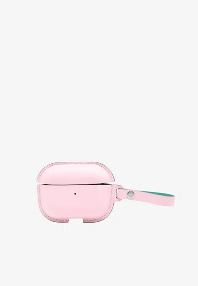 Hermes Airpods Pro 2 Case In Rose Sakura And Menthe Swift Leather In Transparent