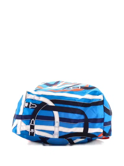 Pre-owned Hermes Airsilk Printed Silk Backpack In Blue