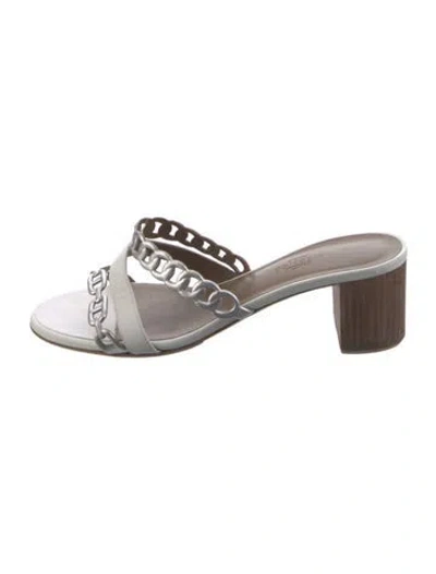 Pre-owned Hermes Ajaccio Chaîne D'ancre Insignia Slides