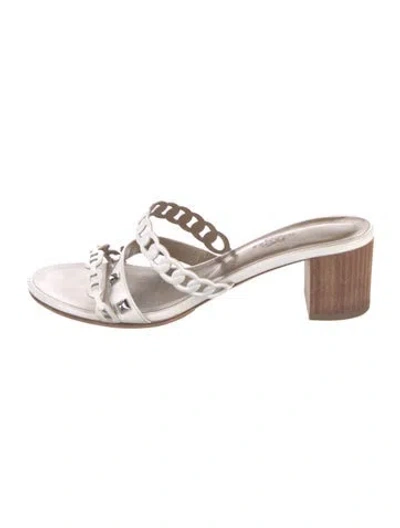 Pre-owned Hermes Ajaccio Leather Slides