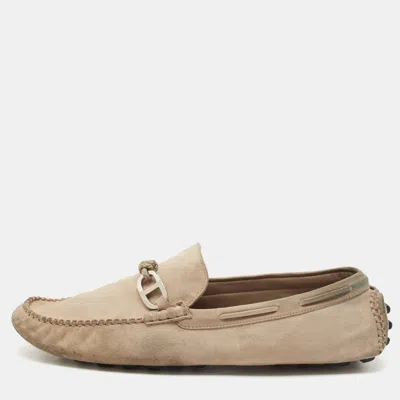 Pre-owned Hermes Alessandro Size 45 Beige Suede Loafers In Sand