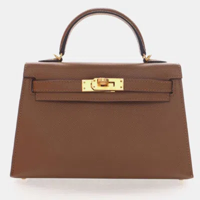 Pre-owned Hermes Alezan Epsom Mini Kelly 20 In Brown
