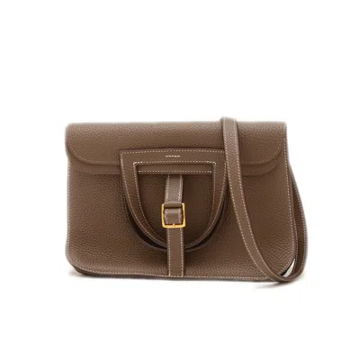 Pre-owned Hermes Alezan Etoupe Gray Taurillon Clemence Leather Handbag Shoulder Bag ()