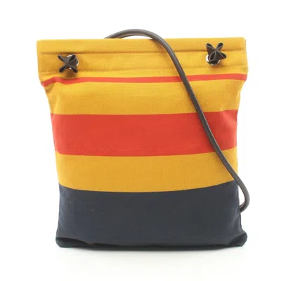 Pre-owned Hermes Aline Rocabar Shoulder Bag Toile Chevron Leather Multicolor Z Stamp