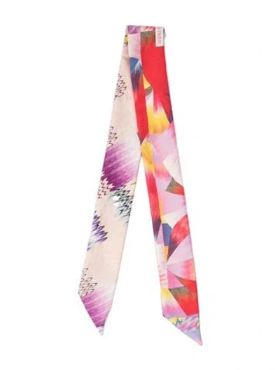 Pre-owned Hermes All Over Marble Jacquard Silk Twilly Scarf In Pink