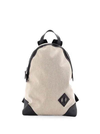 Pre-owned Hermes Allback Bivouac Toile With Leather Backpack In Black