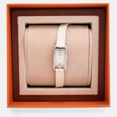 Pre-owned Hermes Alligator Nantucket Watch In White