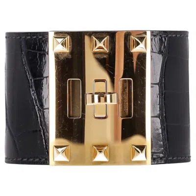 Pre-owned Hermes Alligator Skin Dog Extreme Cuff Bracelet In Multi