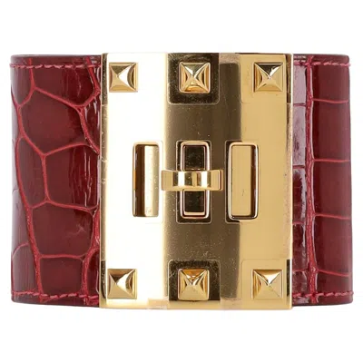Pre-owned Hermes Alligator Skin Dog Extreme Cuff Bracelet In Multi