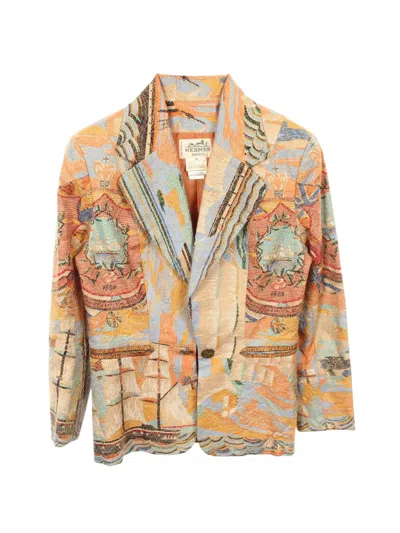 Pre-owned Hermes All-over Pattern Silk Jacket In Neutral