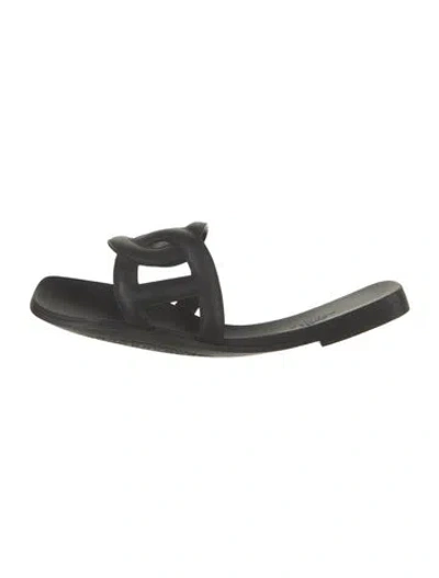 Pre-owned Hermes Aloha Rubber Slides In Black