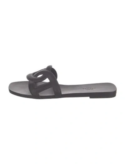 Pre-owned Hermes Aloha Rubber Slides In Black