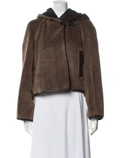 Pre-owned Hermes Alpaca Faux Fur Jacket W/ Tags In Brown