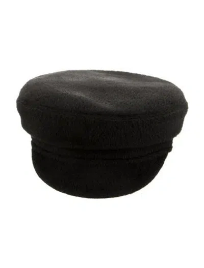 Pre-owned Hermes Alpaca Newsboy Cap In Black