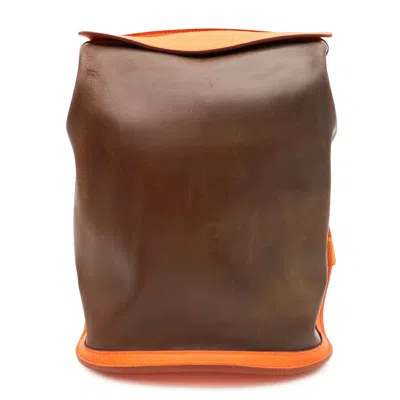 Pre-owned Hermes Amazonia Brown Dark Brown Orange Yellow Amazonia Leather Backpack () In Amazonia, Brown, Dark Brown, Orange, Yellow