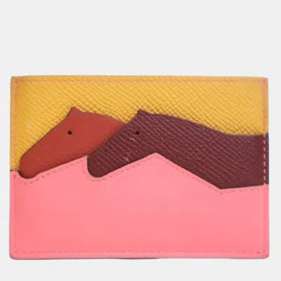 Pre-owned Hermes Ambre Epsom Les Petits Chevaux Card Holder In Multi