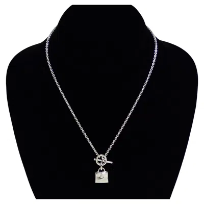 Pre-owned Hermes Amulet 925 Silver Kelly Pendant Necklace In Multi