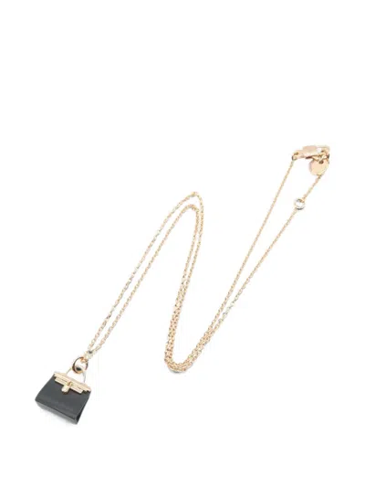 Pre-owned Hermes Amulet Kelly Jade Necklace In Pink