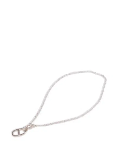 Pre-owned Hermes Amulette Chaine D'ancre Necklace In Silver