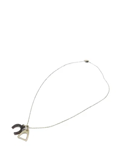 Pre-owned Hermes Amulette Equestre Pendant Necklace In Gold