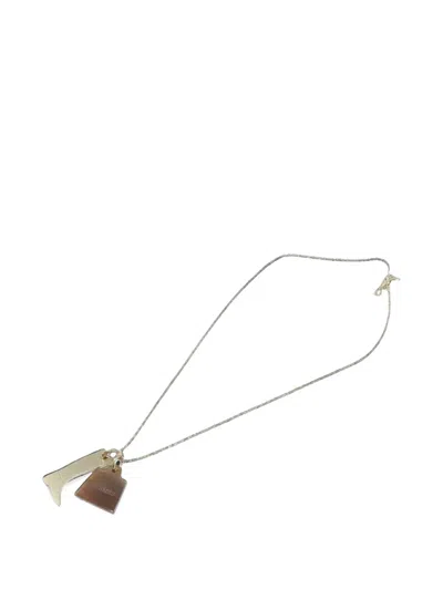 Pre-owned Hermes Amulette Maroquinier Horn And Metal Necklace In Silver