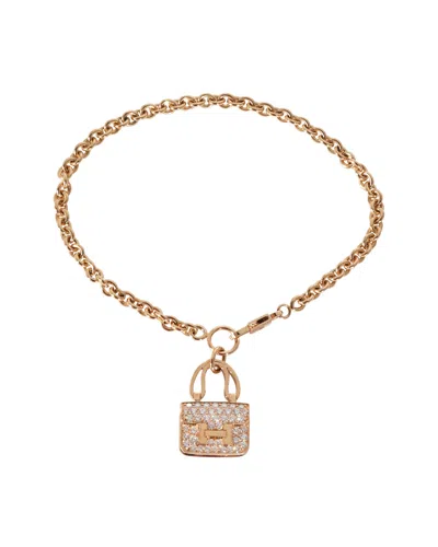 Hermes Hermès Amulettes Collection Constance Diamond Bracelet In 18k Rose Gold 0.44 Ctw In Grey