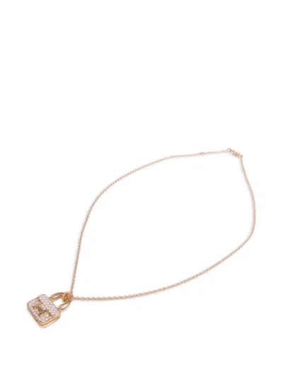 Pre-owned Hermes Amulettes Constance Diamond Necklace In Pink