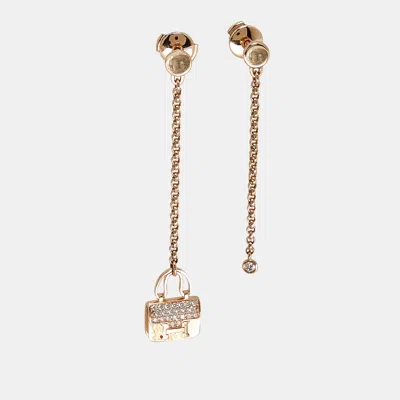 Pre-owned Hermes Amulettes Constance Diamonds 18k Rose Gold Earrings