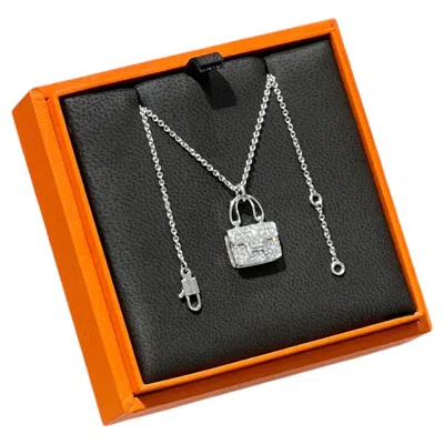 Pre-owned Hermes Hermès Amulettes Constance Full Diamond 18k White Gold Necklace