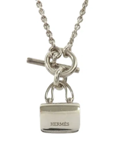 Pre-owned Hermes Amulettes Constance Necklace In Silver